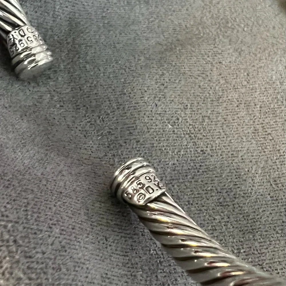 David Yurman Sterling Silver and 14k Renaissance 5mm Cable Cuff Bracelet RETIRED - Picture 8 of 10